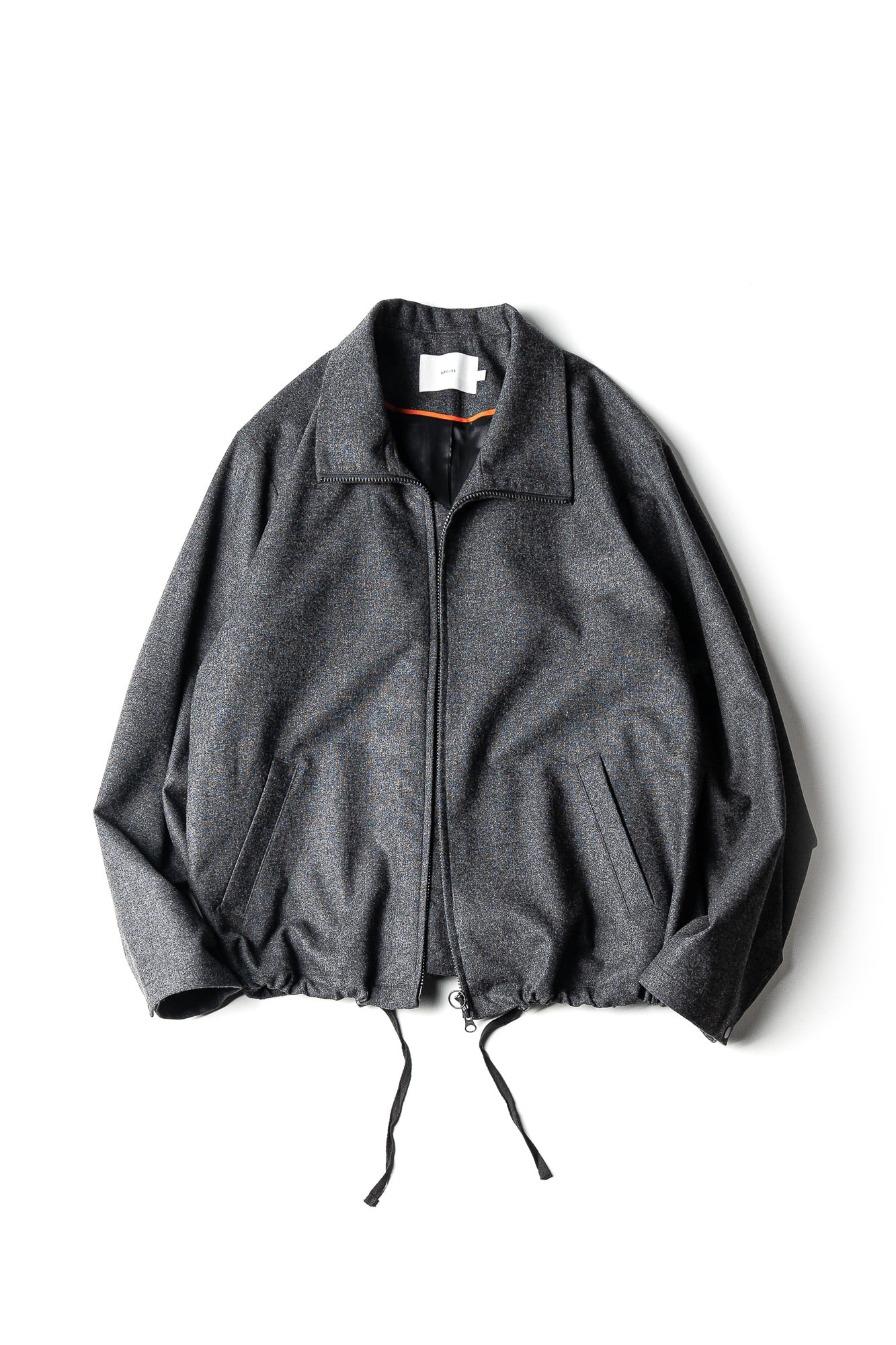 FINE WOOL RELAXED ZIP-UP BLOUSON - CHARCOAL