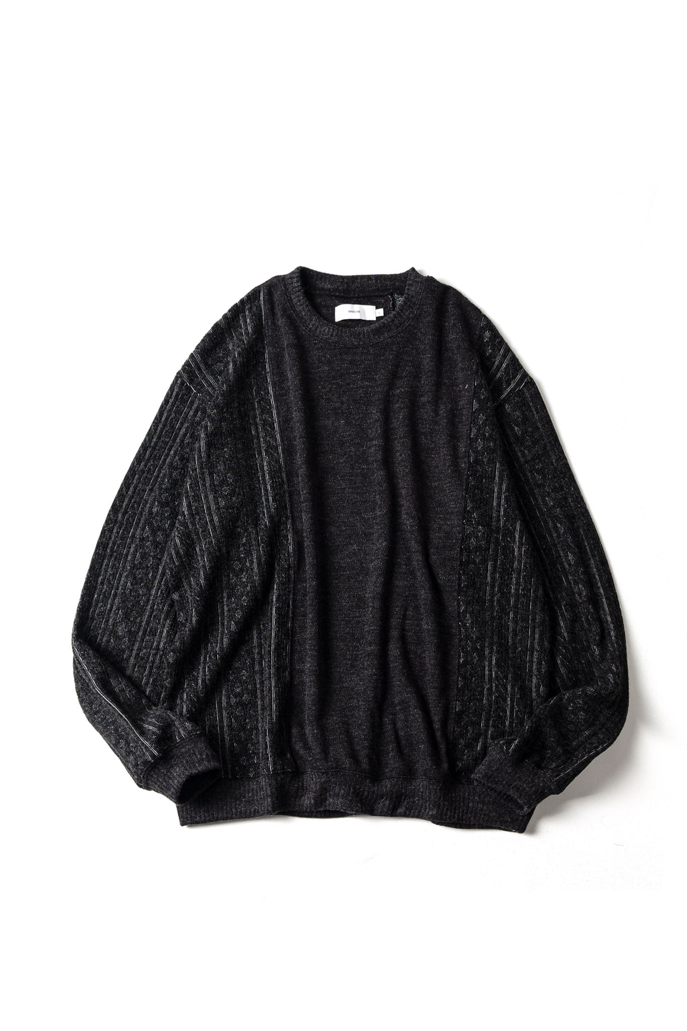 FINE WOOL ROUND NECK KNIT - VINTAGE CHARCOAL