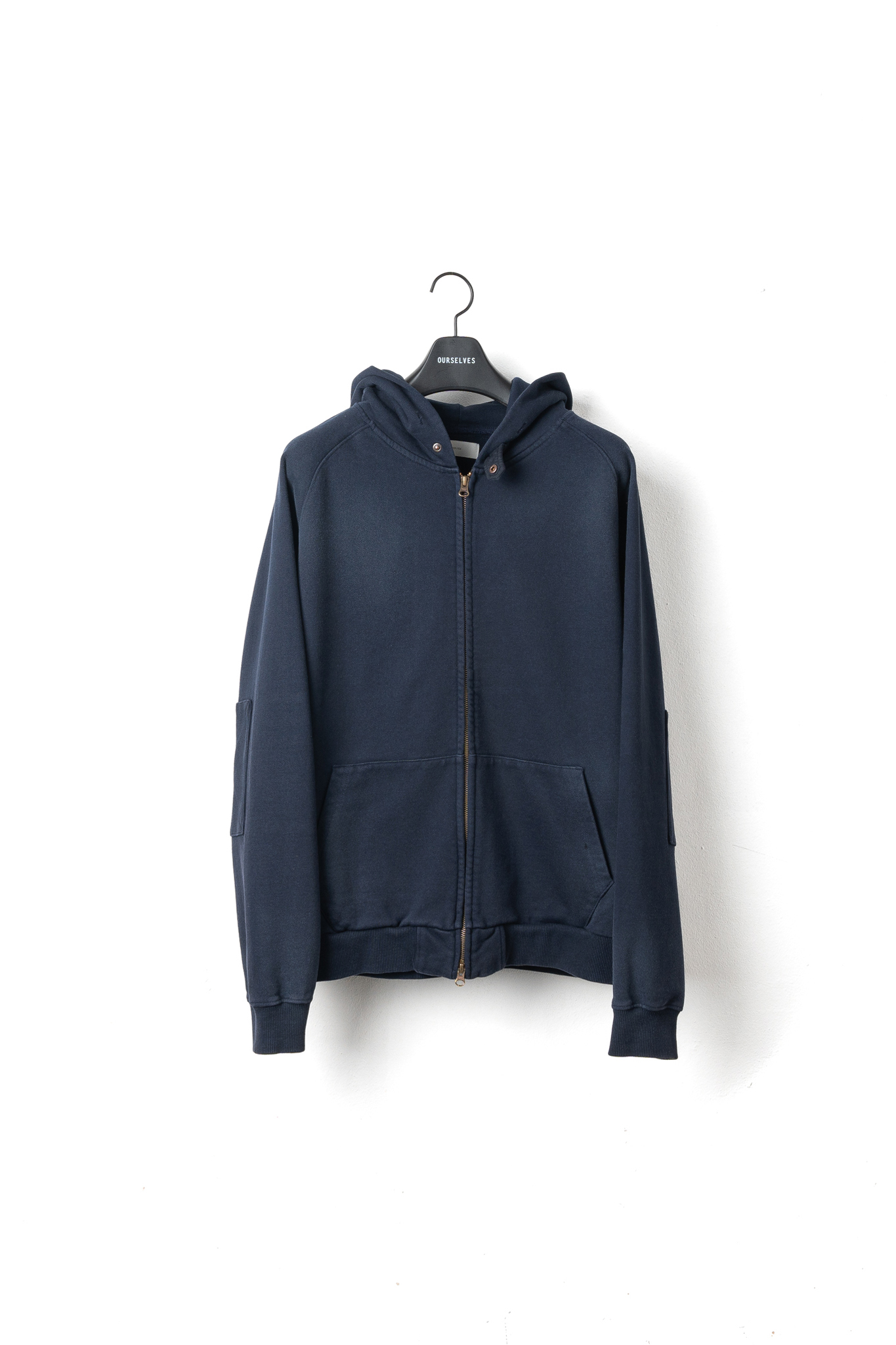 Washed Cotton Zip Up Parka - Navy