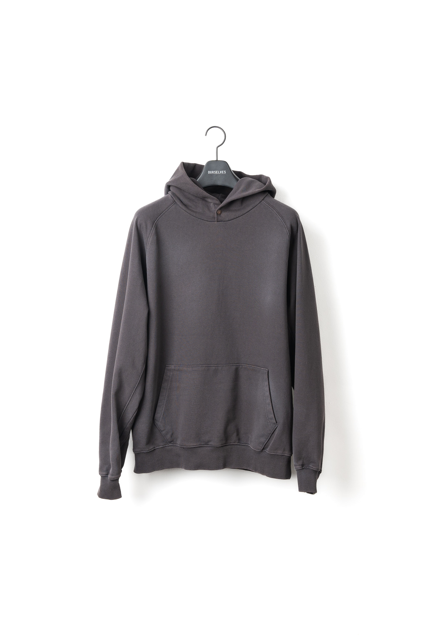 Washed Cotton Hooded Sweat - Mud Charcoal