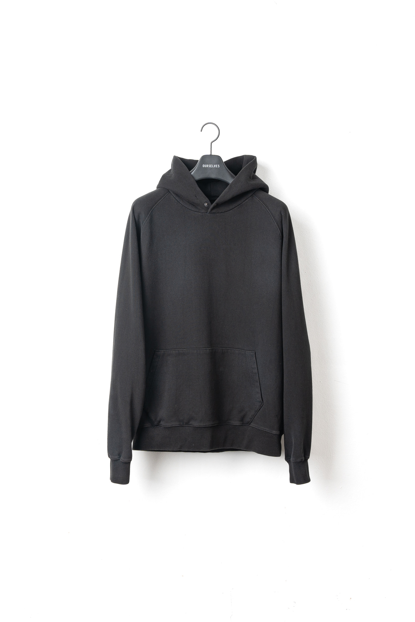 Washed Cotton Hooded Sweat - Black