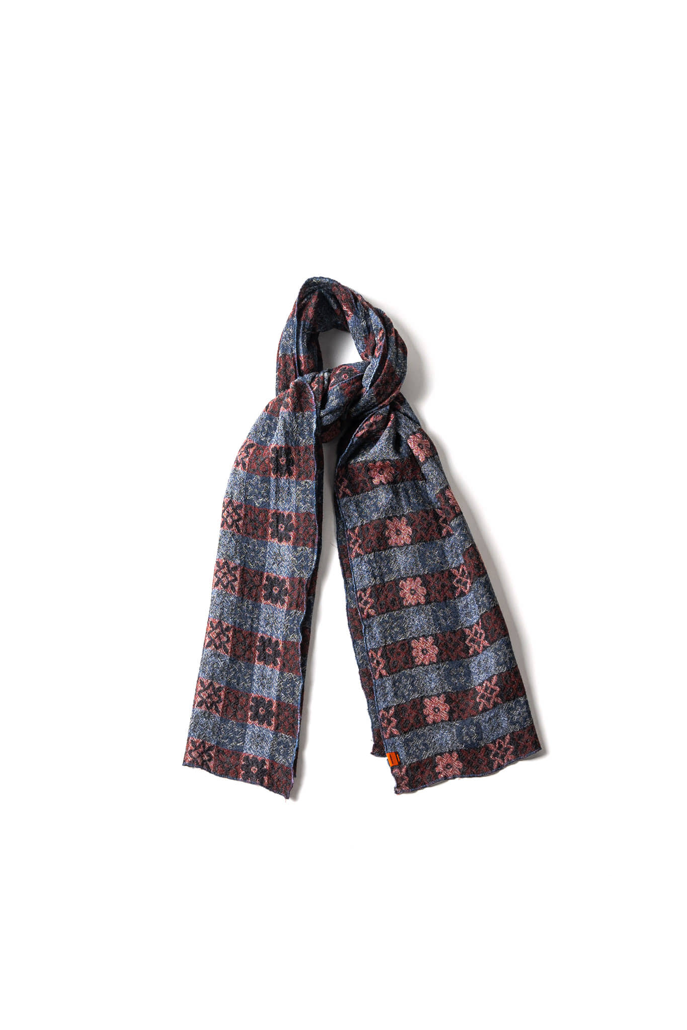 WASHED WOOL SCARF (blue/red)